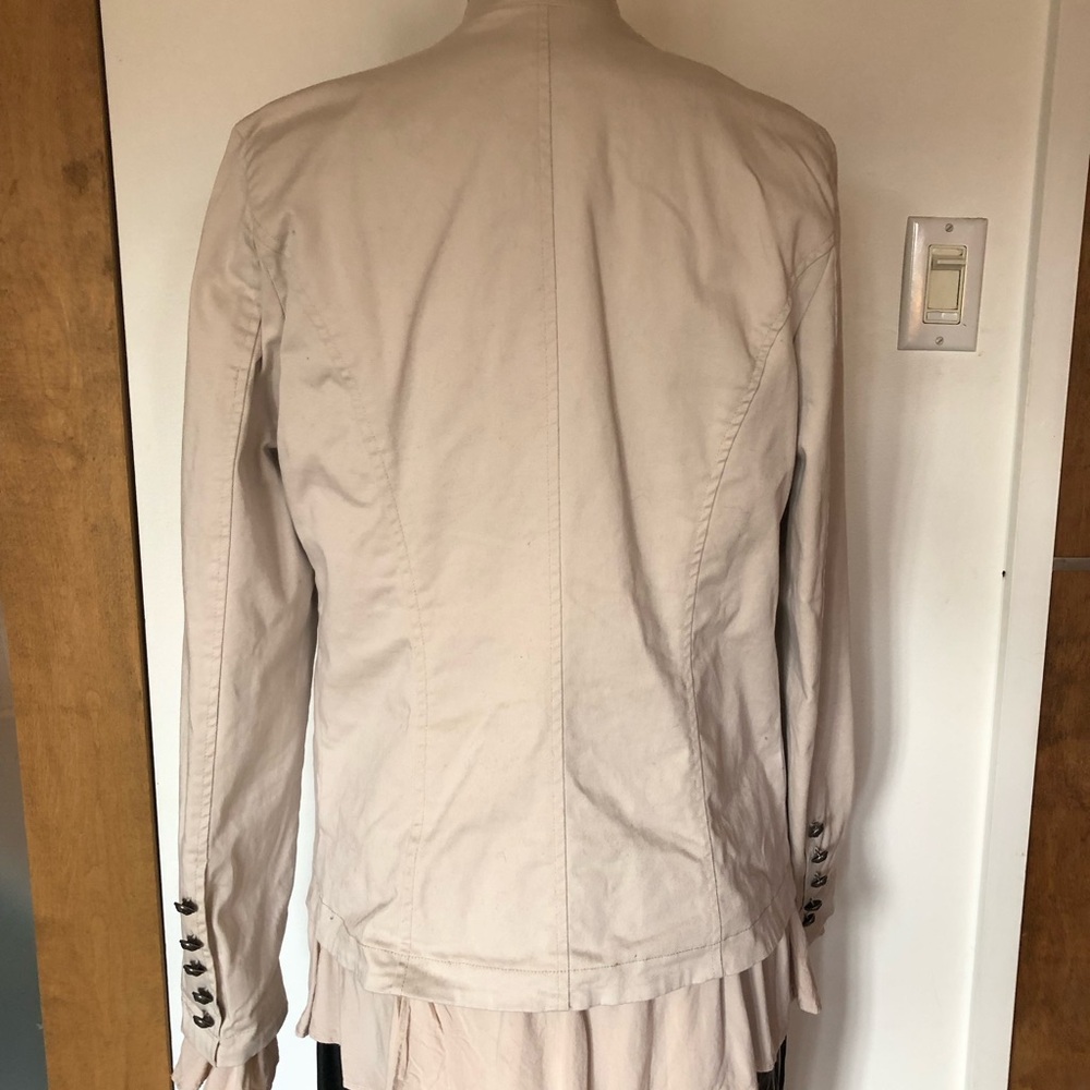 Free People Cream Ruffle-Front Button Blazer - Picture 3 of 13